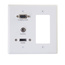 Cables To Go 39877 HDMI, VGA And 3.5mm Audio Pass Through Double Gang Wall Plate With One Decorative Cutout, White Image 3