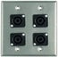 Pro Co WP2033 Dual Gang Wallplate With 4 NL4MP Jacks, Steel Image 1