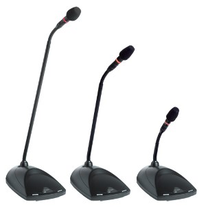 Different length desktop gooseneck microphones